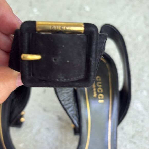 Gucci suede open toe studded heels - Picture 7 of 9